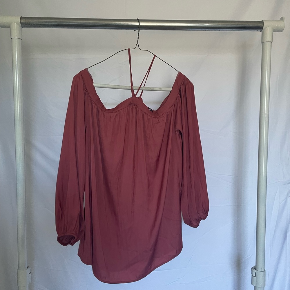 Long Sleeve Open Shoulder Top